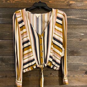 Long sleeve, striped, button down top